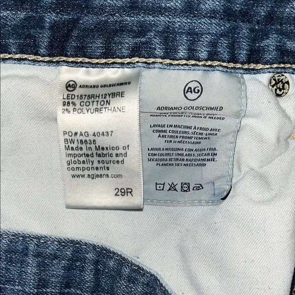 AG Adriano Goldschmied The Ex Boyfriend Slim Blue Denim Jeans Size 29 - Picture 9 of 16